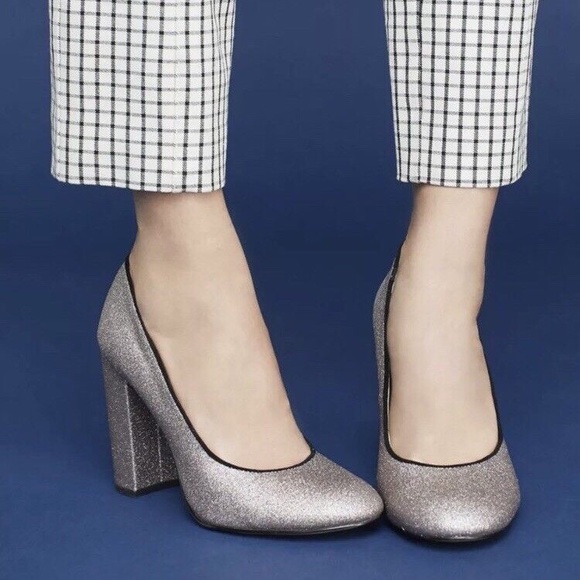 Botkier Valentina Glitter Block Heels - Gunmetal Size 8M - Picture 2 of 7